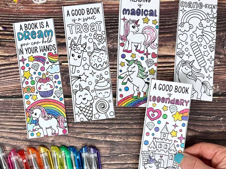 Free printable unicorn bookmarks with rainbow colors and fun reading quotes make lovely unicorn party crafts and activities for kids