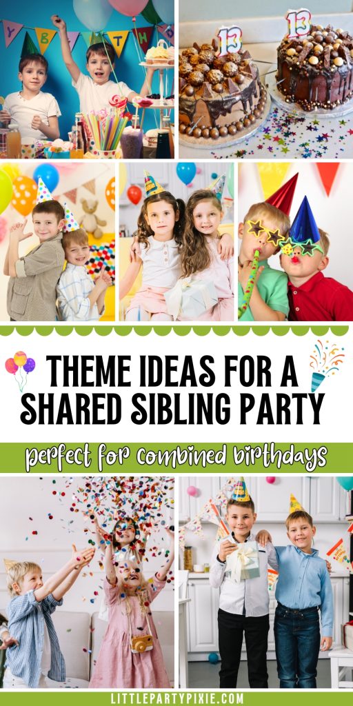 collage of images chidlren attending a birthday party siblings joint birthday parties