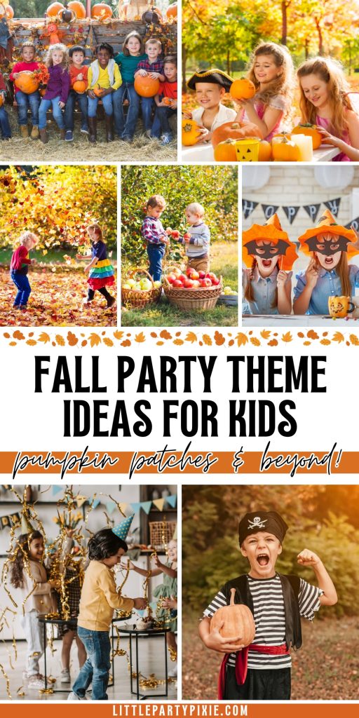 collage of images fall party themes for kids