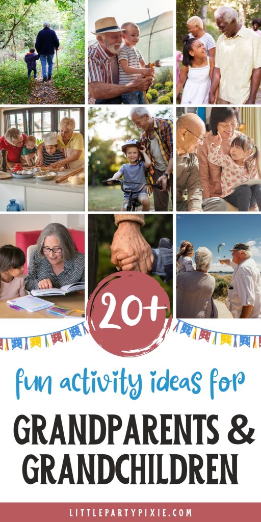 collsage of kids and their grandparents undertaking fun activities