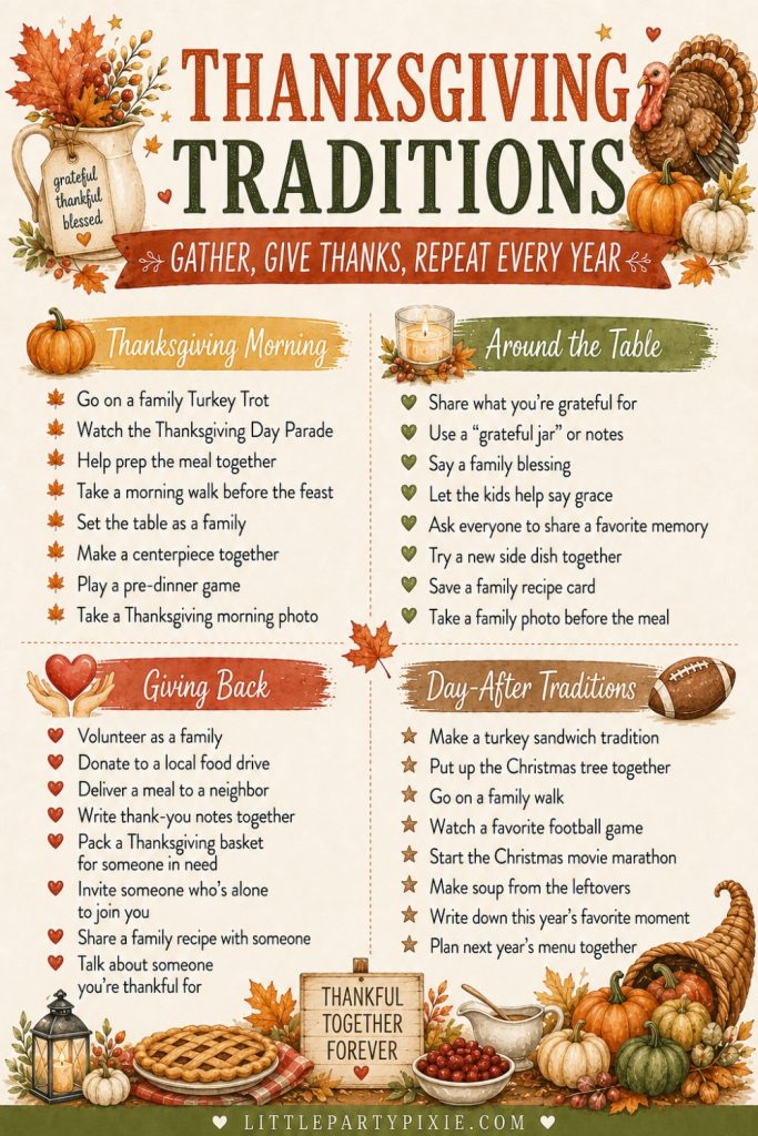 thanksgicing holiday family traditions infographic