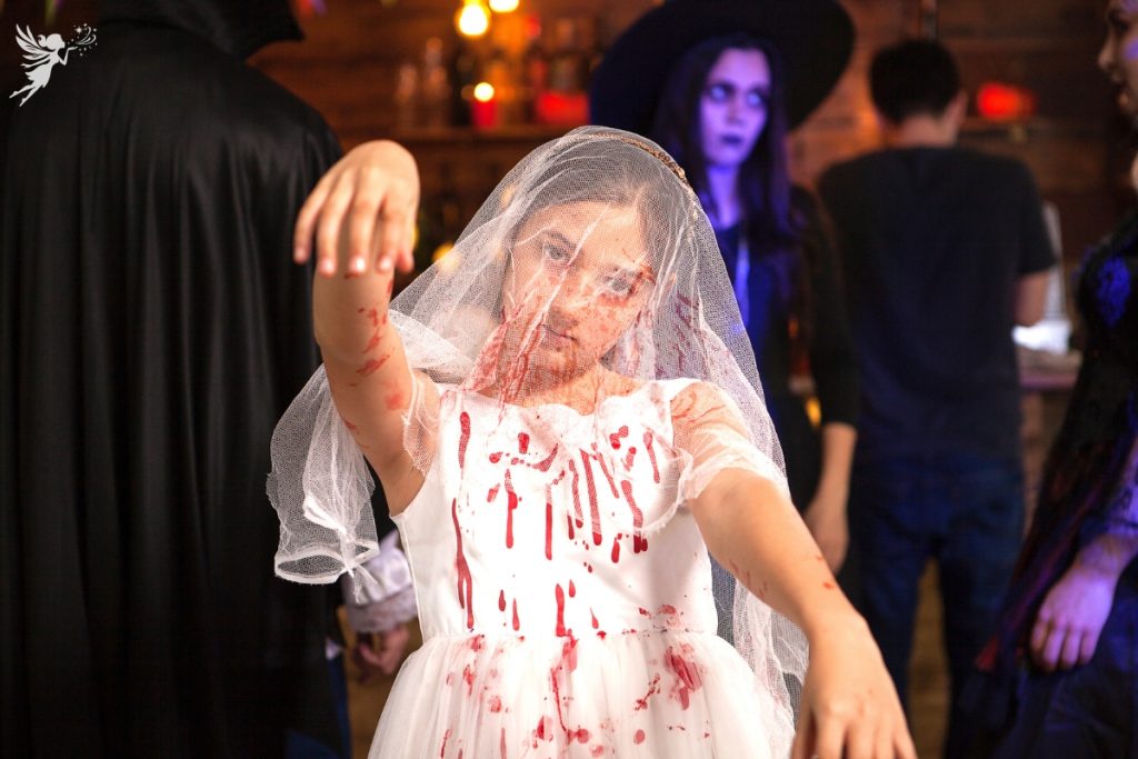 fall halloween costume party blood splattered bride