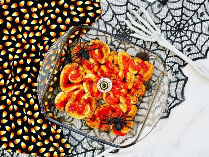 Bloody Halloween Breakfast Cinnamon Rolls