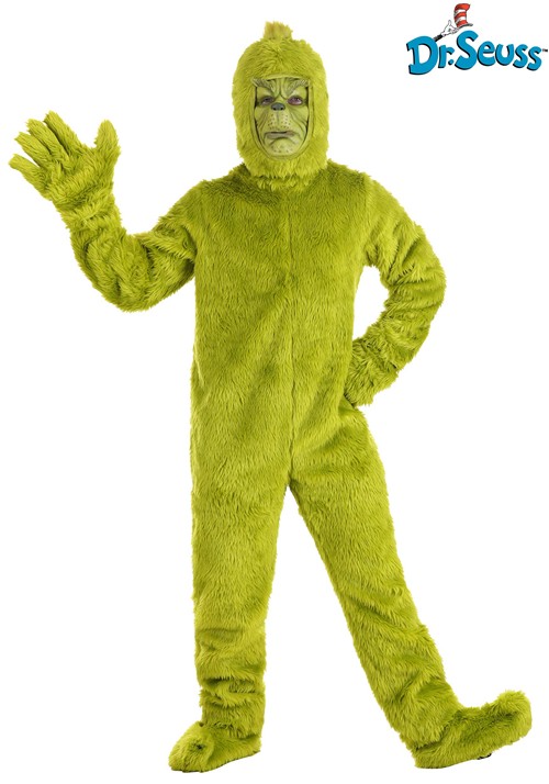 Dr. Seuss Open Face Grinch Costume for Adults - halloweencostumes.com