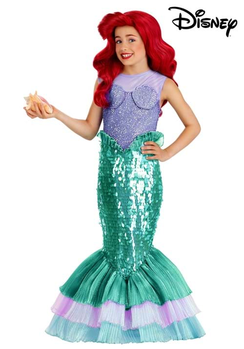 Girl's Premium Disney The Little Mermaid Ariel Costume - halloweencostumes.com