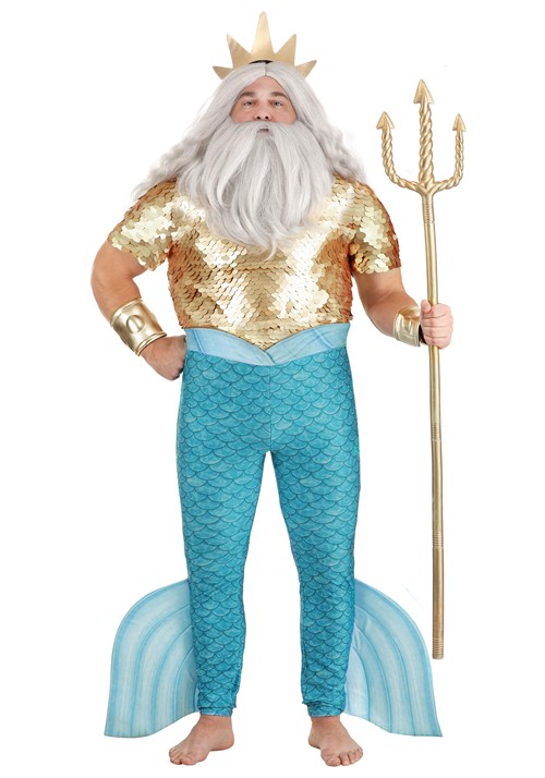 Disney Plus Size Little Mermaid King Triton Costume for Men - halloweencostumes.com