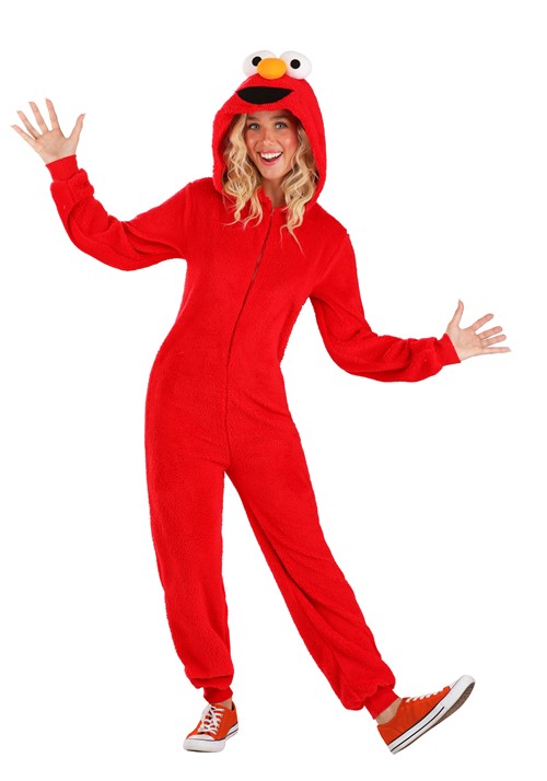 Sesame Street Elmo Onesie Costume for Adults - halloweencostumes.com